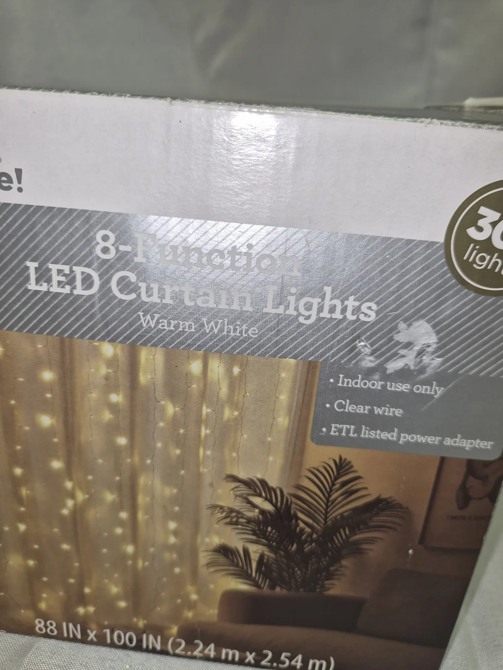 300-Light Warm White LED Curtain Lights - Clear Wire